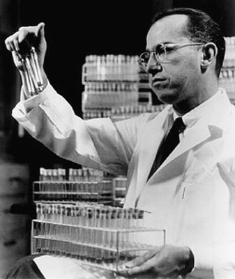 <center><b>Jonas Salk In His Laboratory (http://www.achievement.org/)